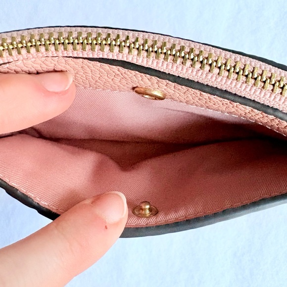 Tory Burch Perry Bombé Top Zip Card Case 5.75"W × 0.5"D x 3.25"H Pink Leather - Picture 6 of 6